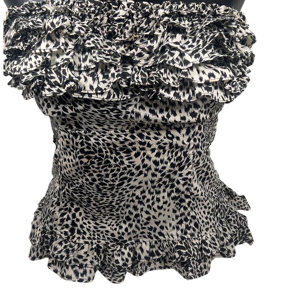 Wet Seal Vintage Y2K Animal Print Baby Doll Ruffled Camisole Top Women's Large